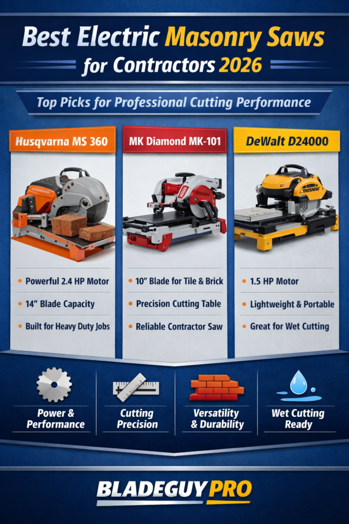 best electric masonry saws for contractors cutting brick